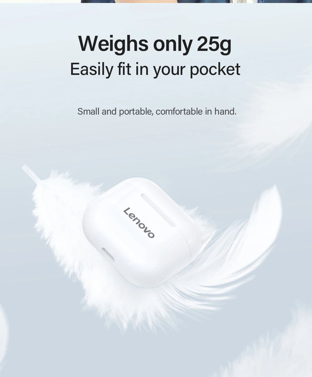 Lenovo LP40 TWS Wireless Earbuds – Bluetooth 5.0 In-Ear Headphones with Mic by Lenovo