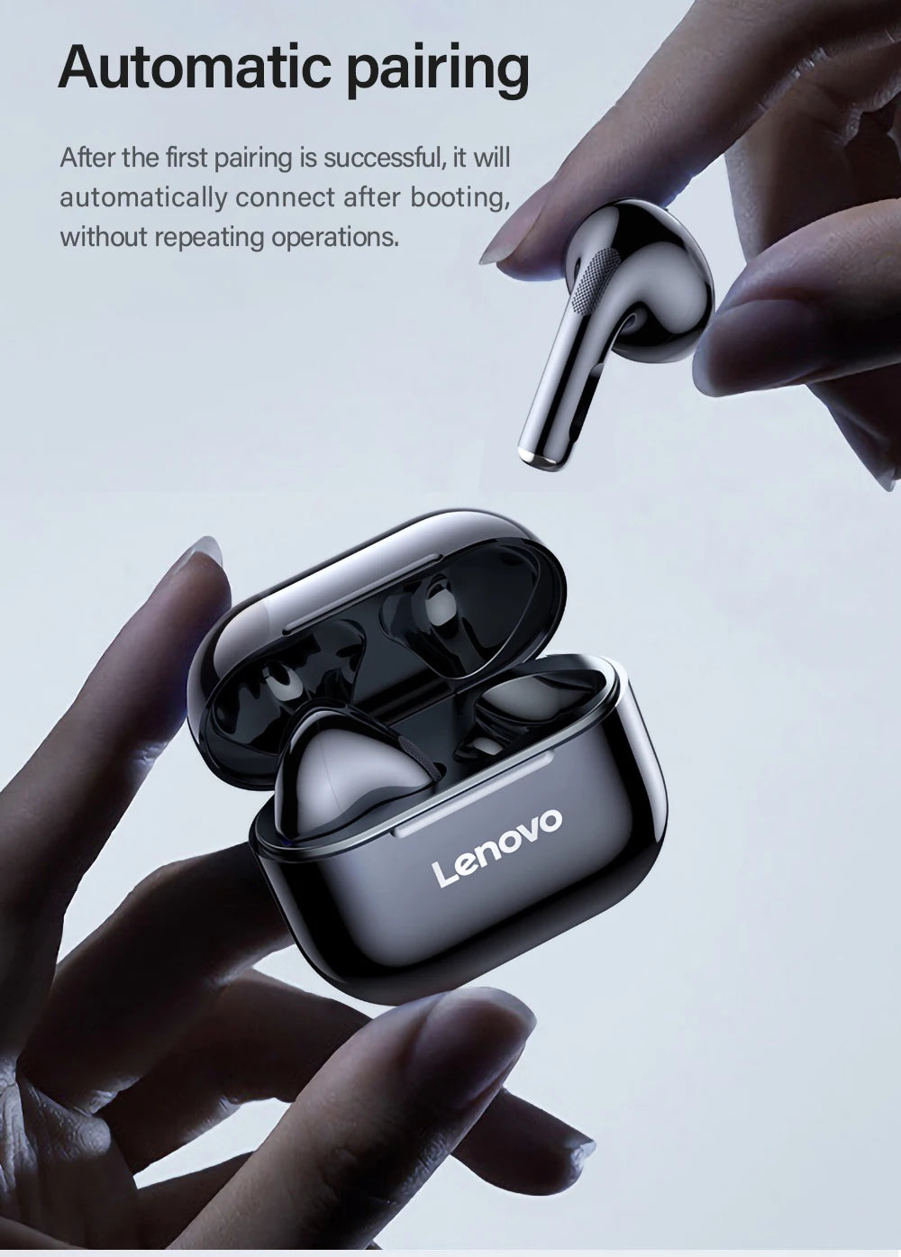 Lenovo LP40 TWS Wireless Earbuds – Bluetooth 5.0 In-Ear Headphones with Mic by Lenovo
