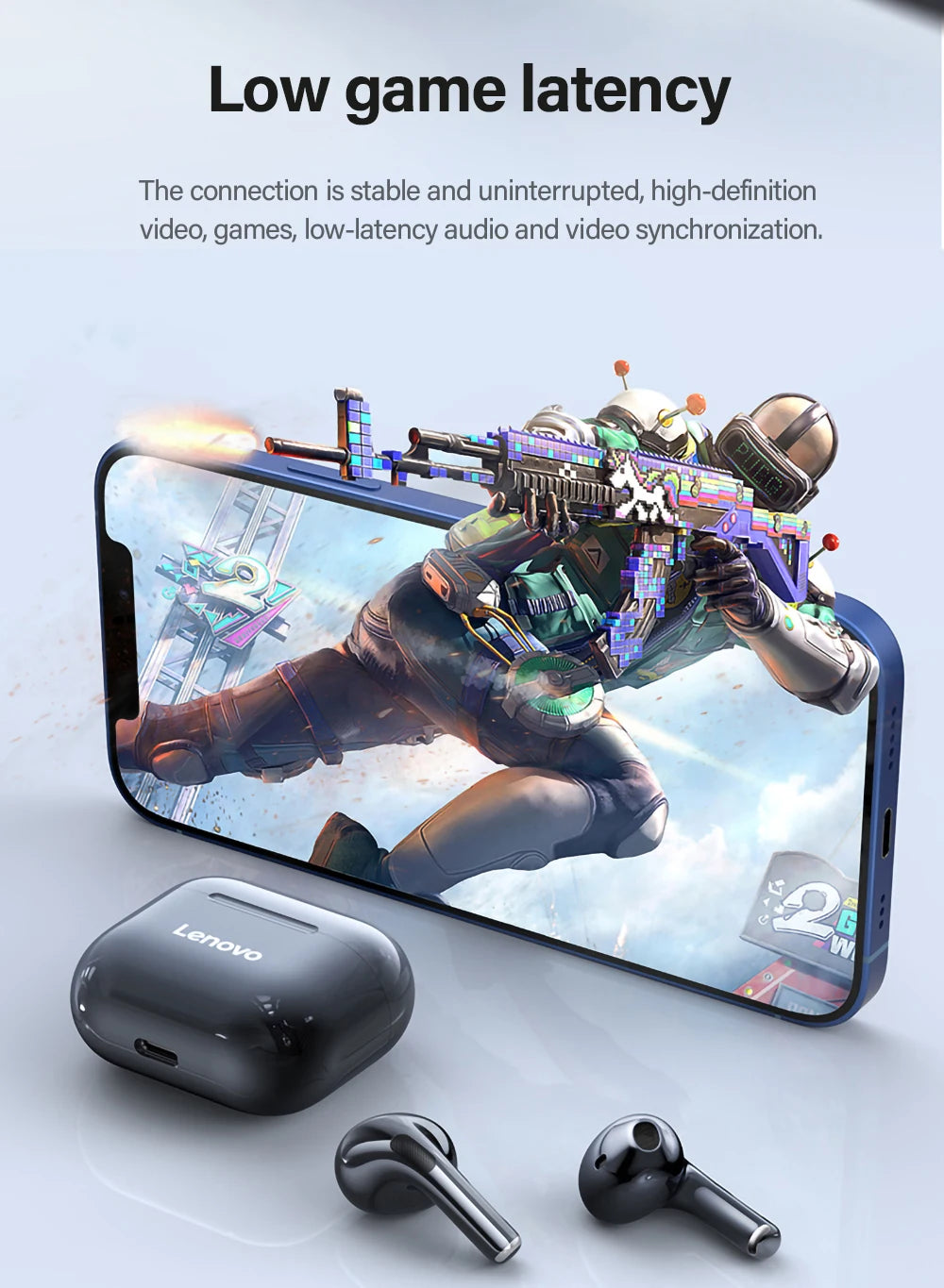 Lenovo LP40 TWS Wireless Earbuds – Bluetooth 5.0 In-Ear Headphones with Mic by Lenovo