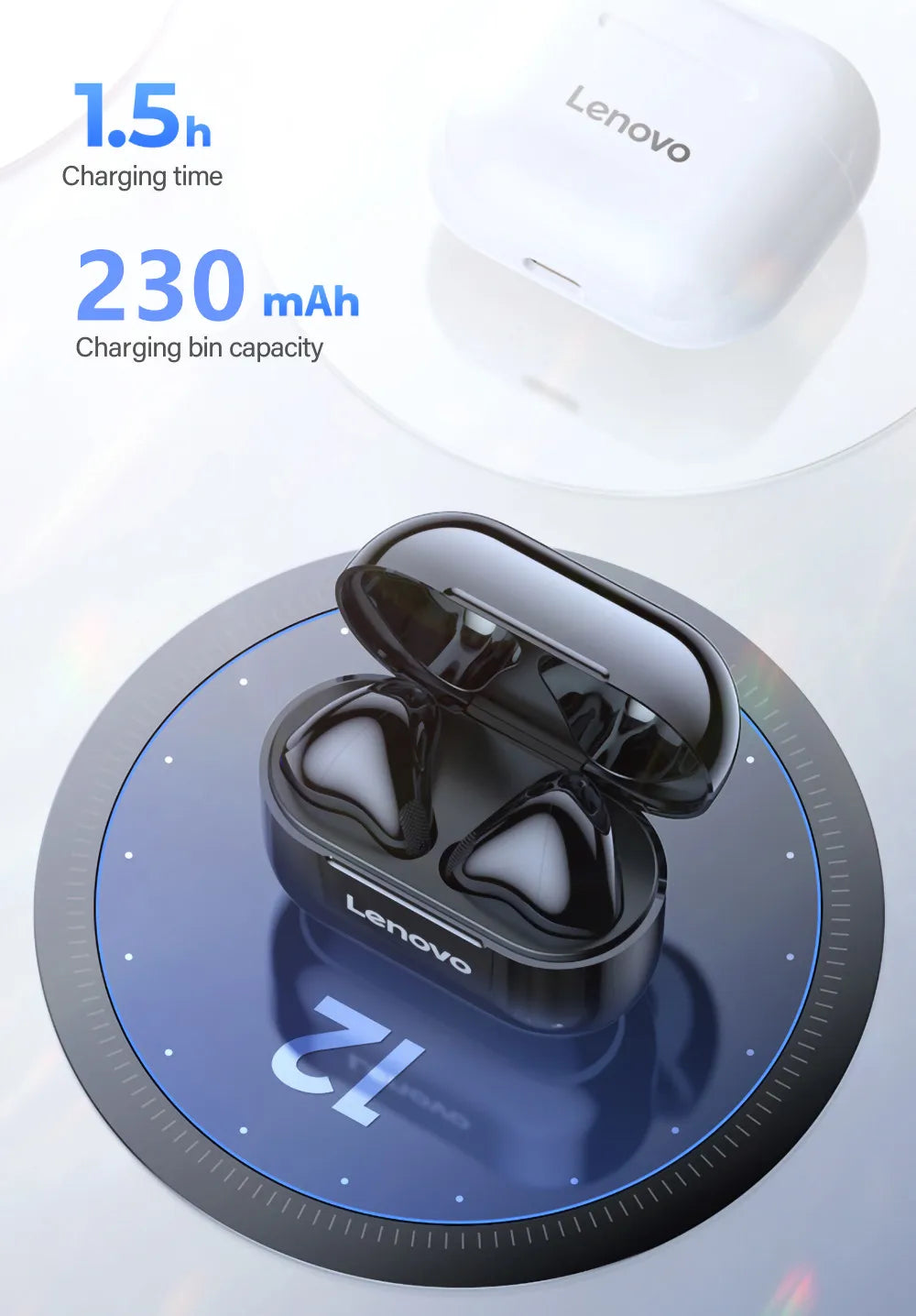 Lenovo LP40 TWS Wireless Earbuds – Bluetooth 5.0 In-Ear Headphones with Mic by Lenovo