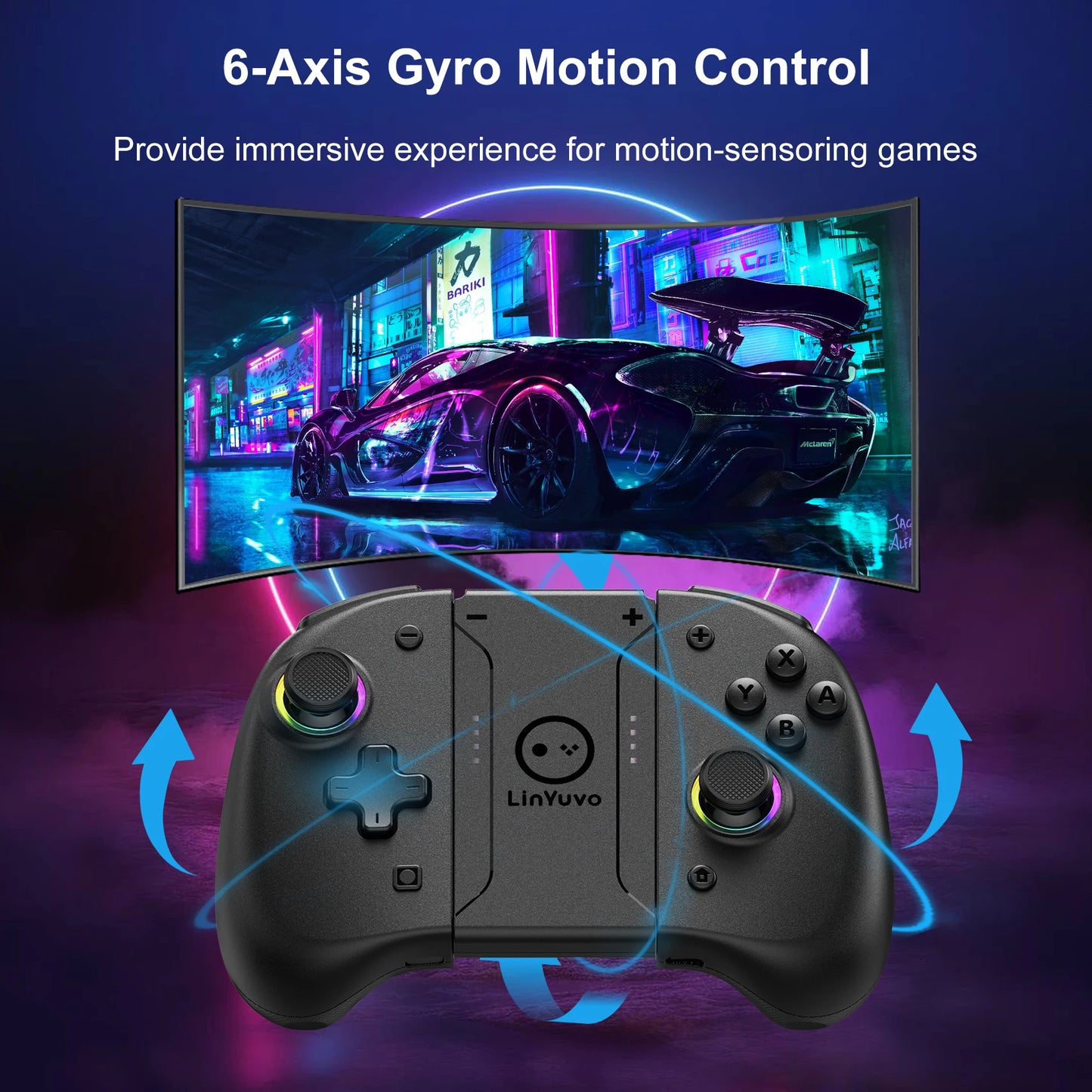 AyeBeau Wireless Controller for Nintendo Switch, OLED & Lite – Hall Effect Joysticks, Gyro, RGB by AyeBeau