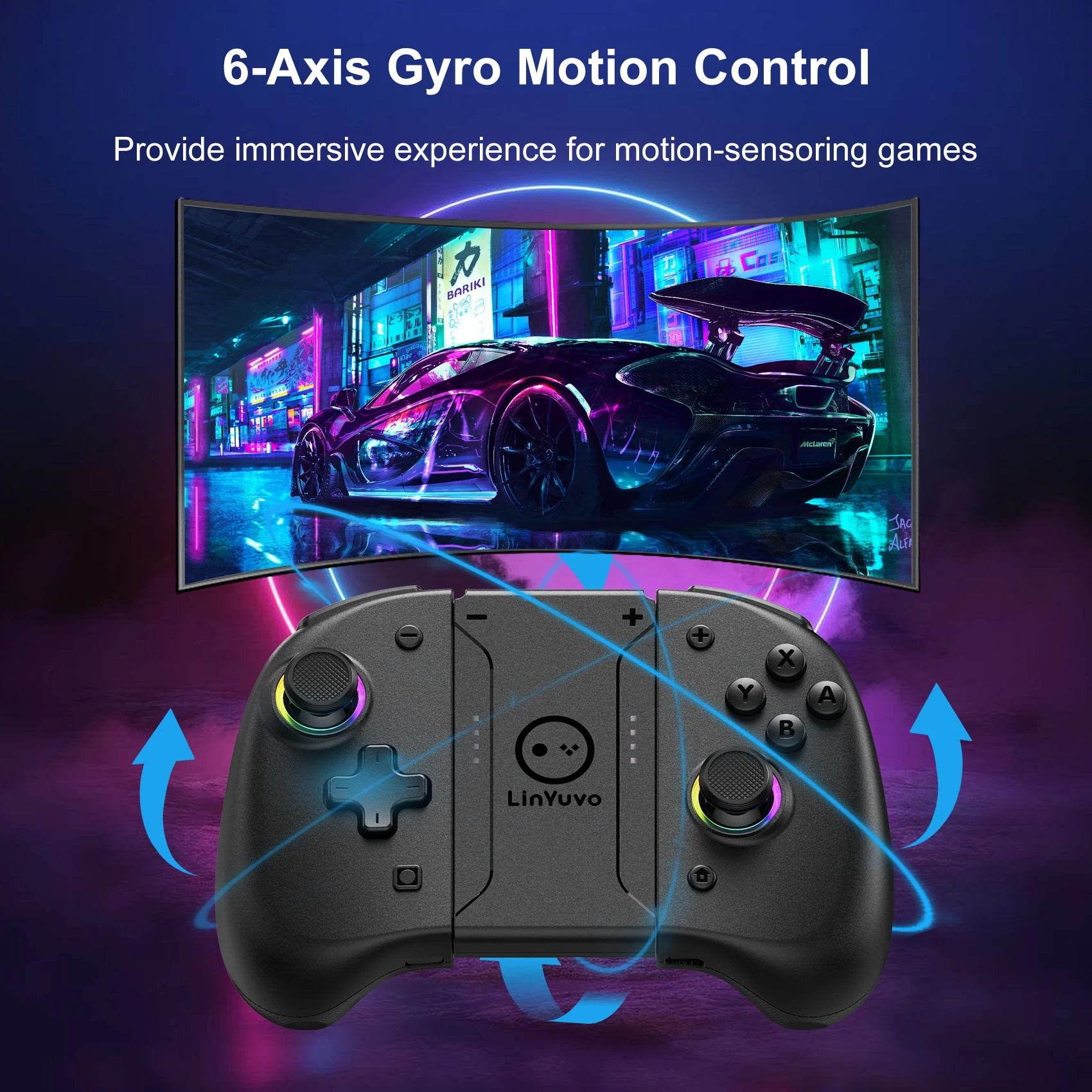 AyeBeau Wireless Controller for Nintendo Switch, OLED & Lite – Hall Effect Joysticks, Gyro, RGB by AyeBeau