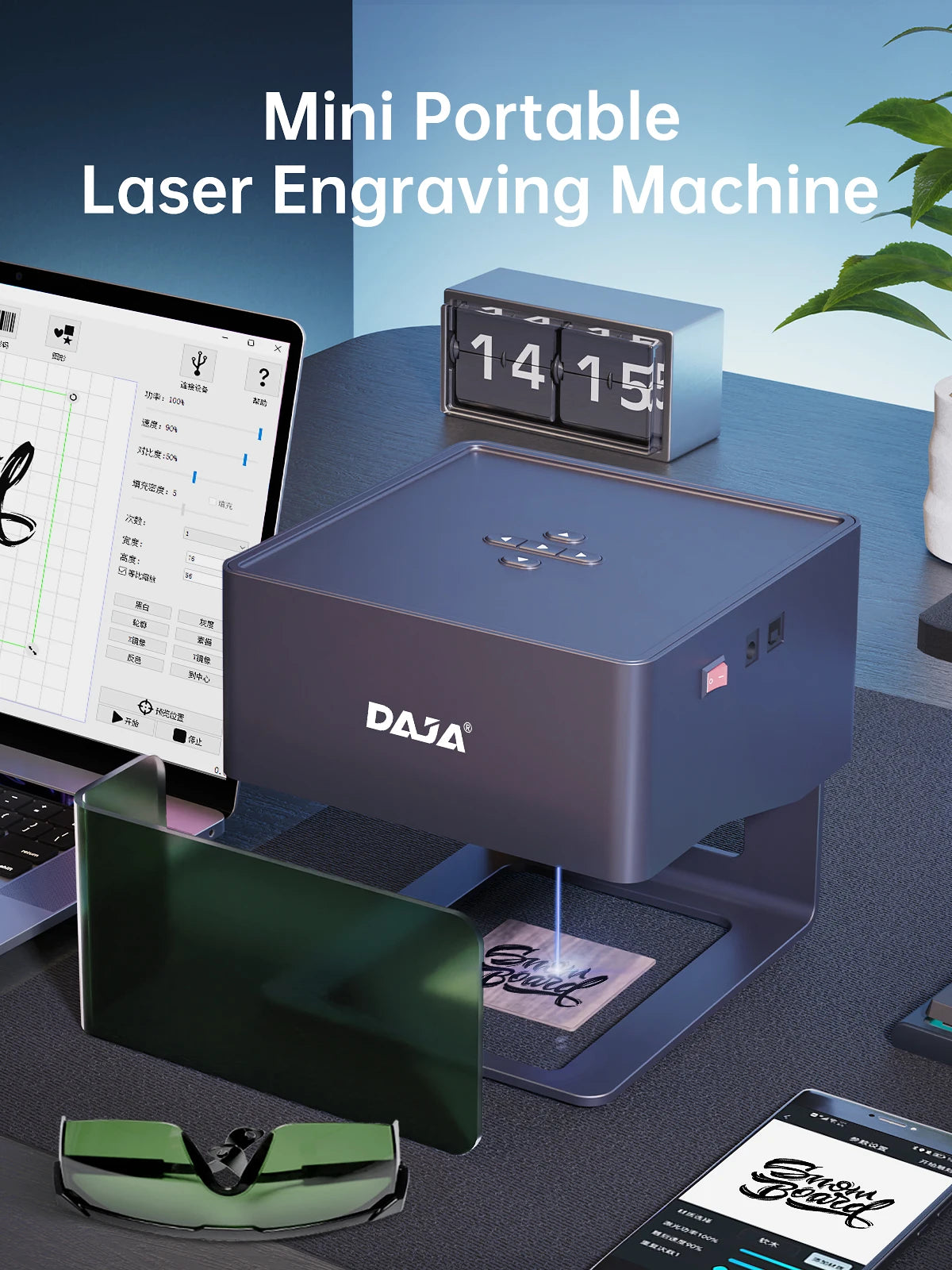 DAJA DJ6 Mini Portable Laser Engraver – 3W Bluetooth CNC for Wood, Leather & Metal by Unknown Supply
