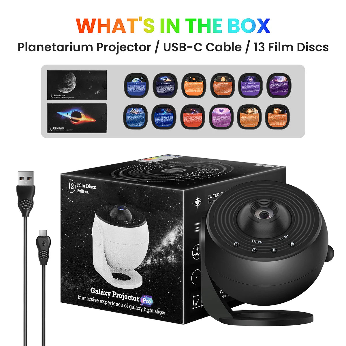 13-in-1 HD Galaxy Projector | 360° Rotation, Adjustable Focus & Auto Timer by Unknown Supply