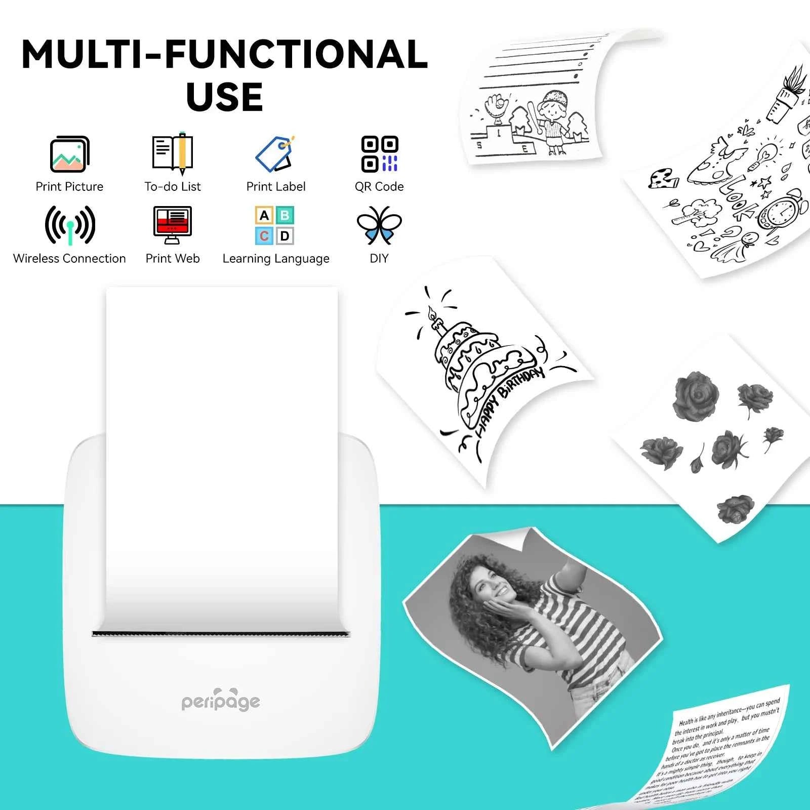PeriPage Mini Printer, Small Photo Printer for Study Photos Notes,Thermal Sticker Printers Compatible with IOS/Android by Unknown Supply
