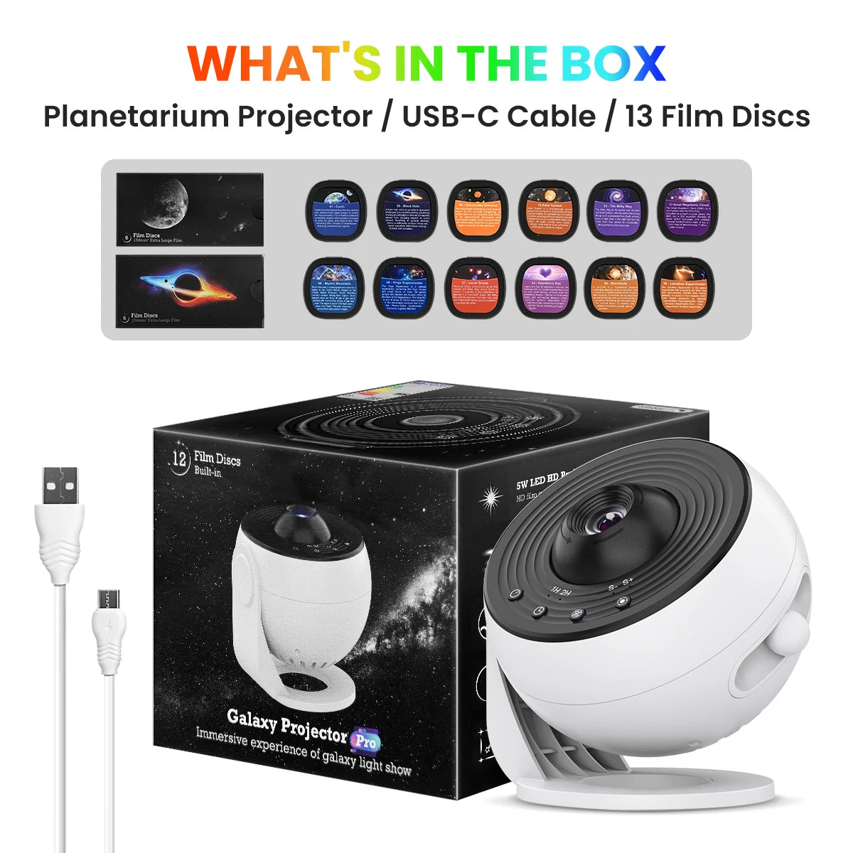 13-in-1 HD Galaxy Projector | 360° Rotation, Adjustable Focus & Auto Timer by Unknown Supply