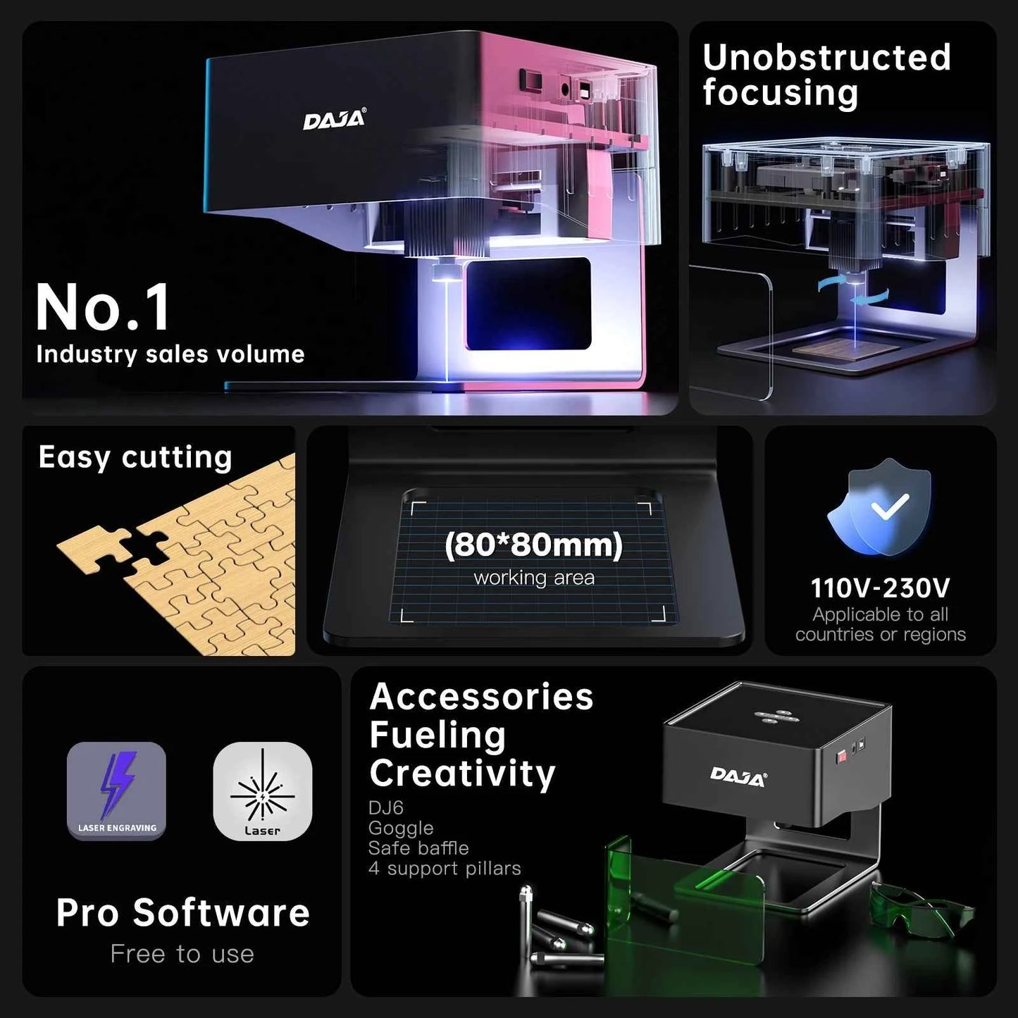 DAJA DJ6 Mini Portable Laser Engraver – 3W Bluetooth CNC for Wood, Leather & Metal by Unknown Supply