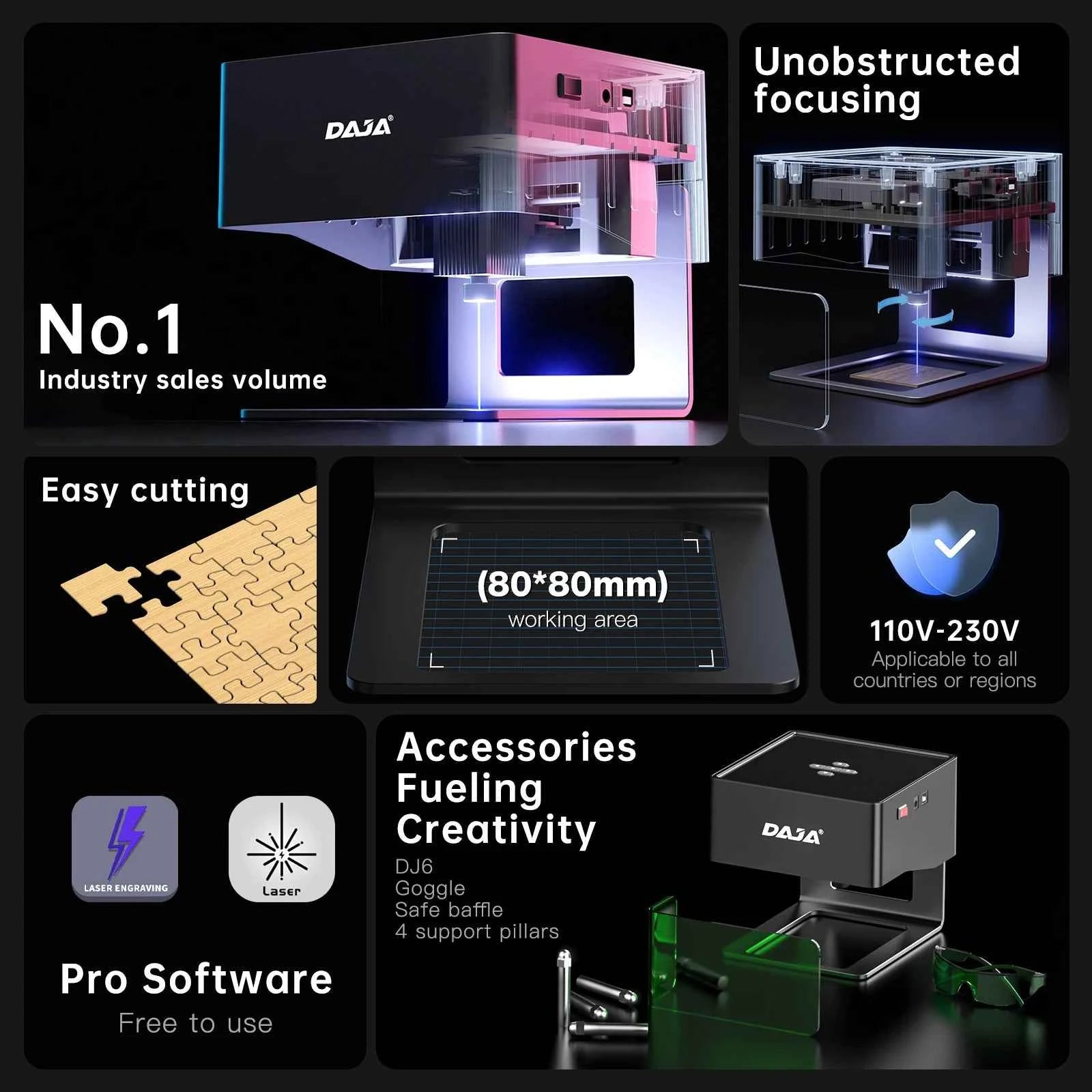 DAJA DJ6 Mini Portable Laser Engraver – 3W Bluetooth CNC for Wood, Leather & Metal by Unknown Supply