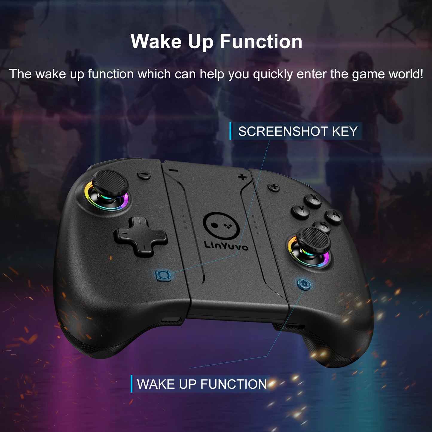 AyeBeau Wireless Controller for Nintendo Switch, OLED & Lite – Hall Effect Joysticks, Gyro, RGB by AyeBeau
