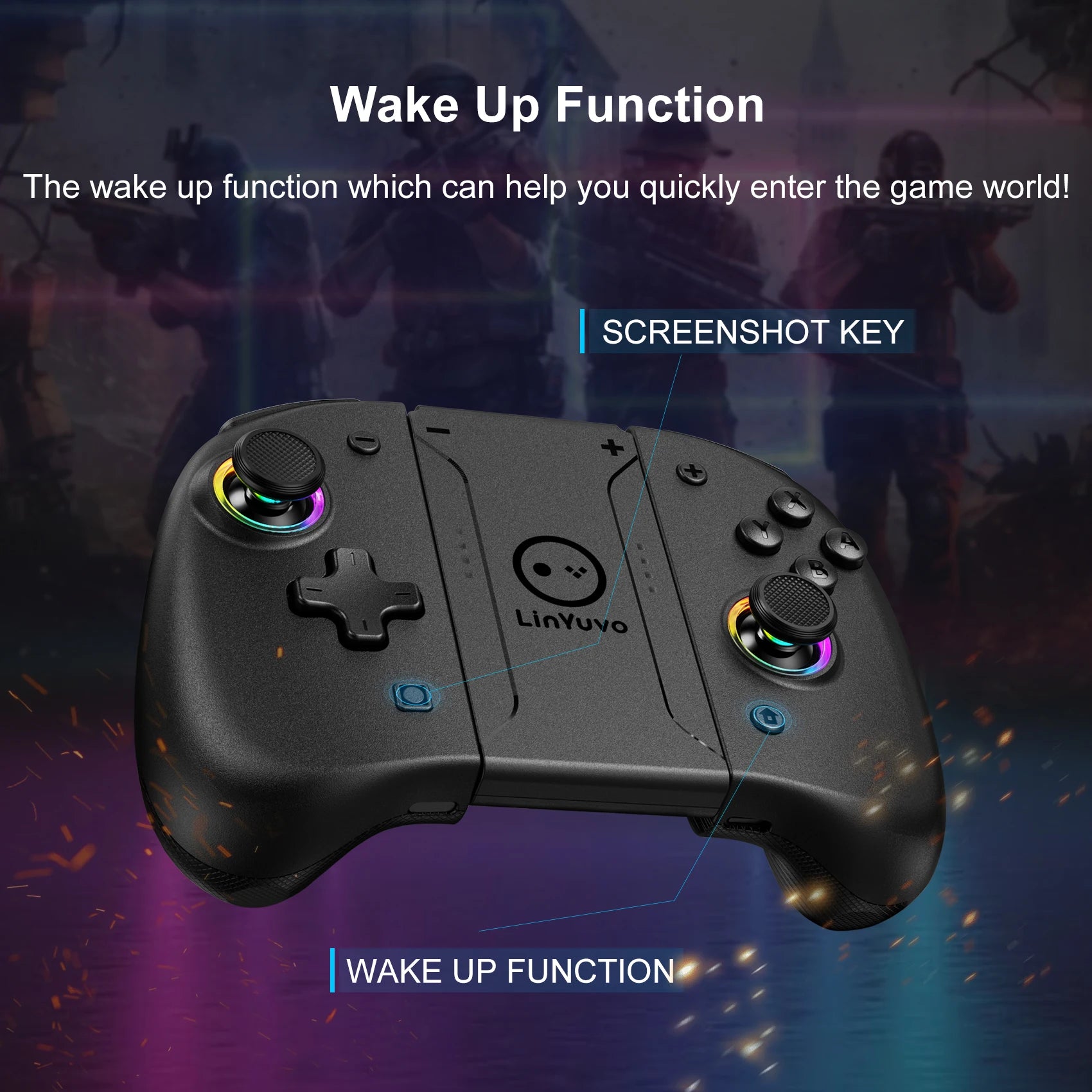 AyeBeau Wireless Controller for Nintendo Switch, OLED & Lite – Hall Effect Joysticks, Gyro, RGB by AyeBeau