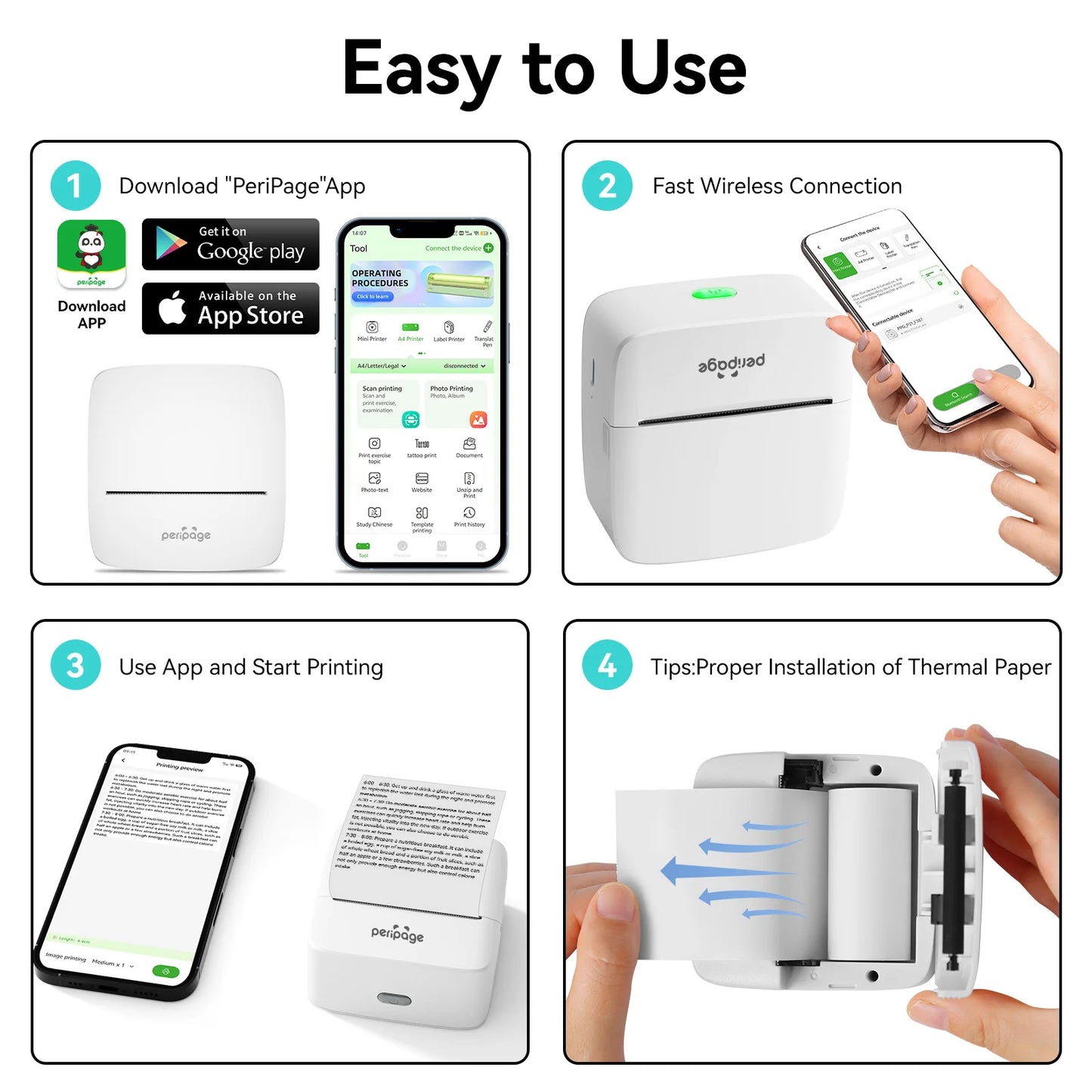 PeriPage Mini Printer, Small Photo Printer for Study Photos Notes,Thermal Sticker Printers Compatible with IOS/Android by Unknown Supply
