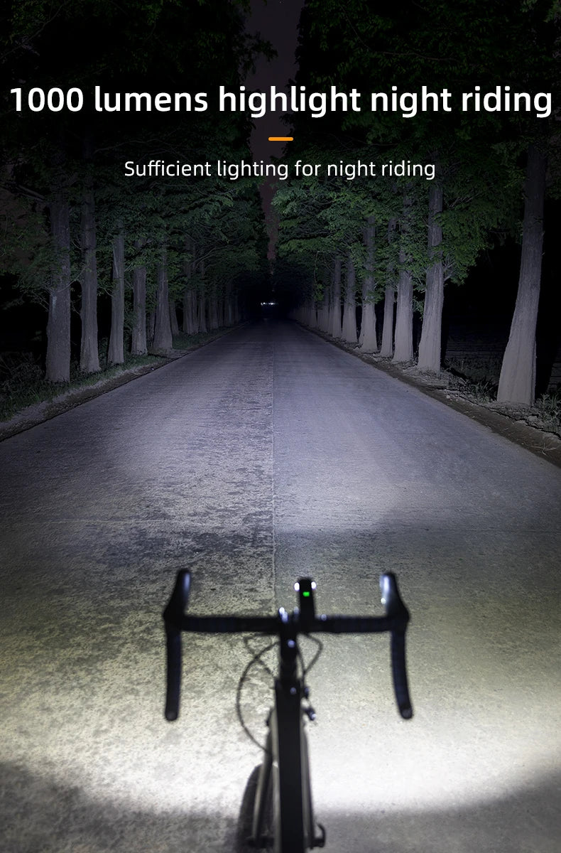 ROCKBROS RHL1000 Bike Front Light – 1000LM, IPX6, USB-C Rechargeable by Unknown Supply