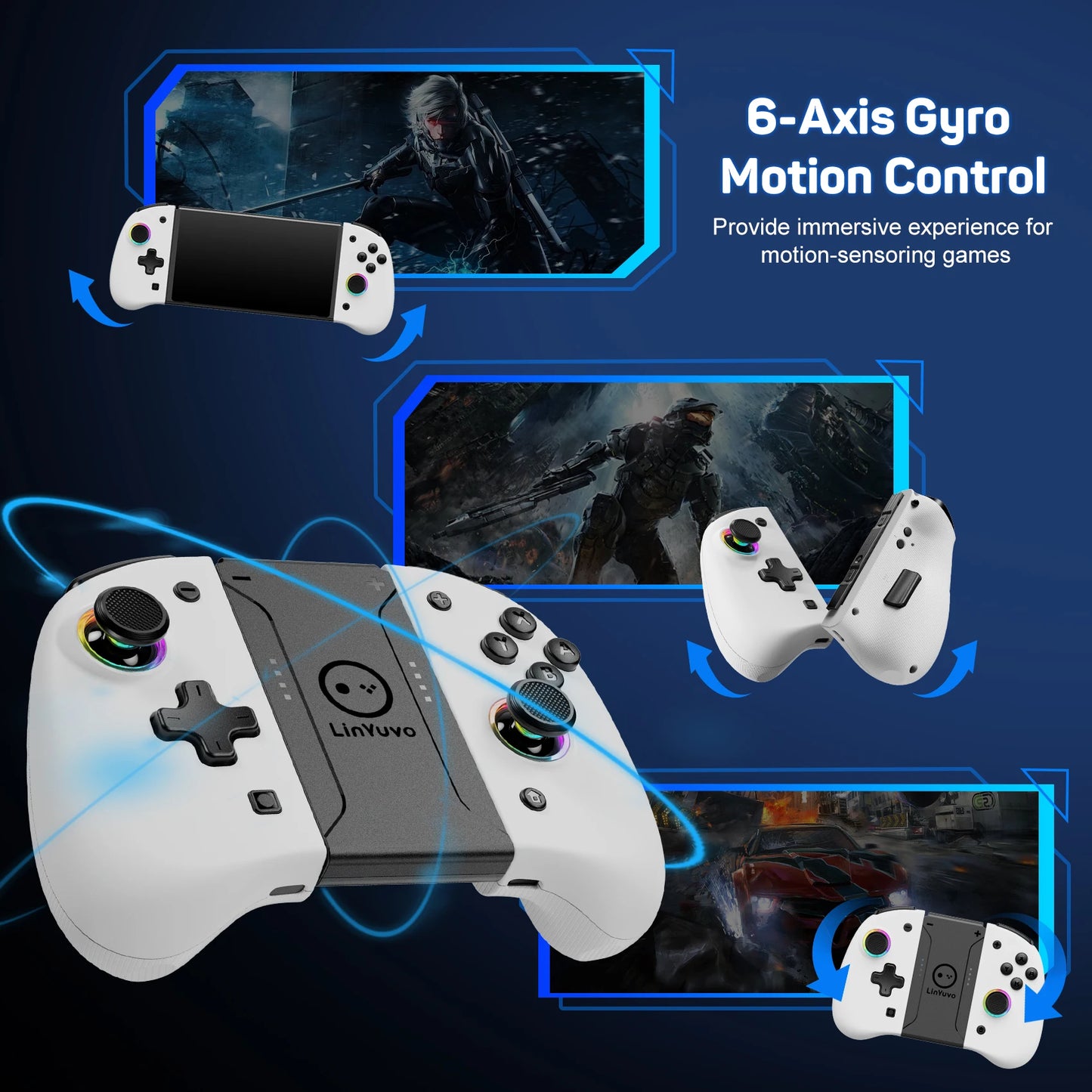 AyeBeau Wireless Controller for Nintendo Switch, OLED & Lite – Hall Effect Joysticks, Gyro, RGB by AyeBeau