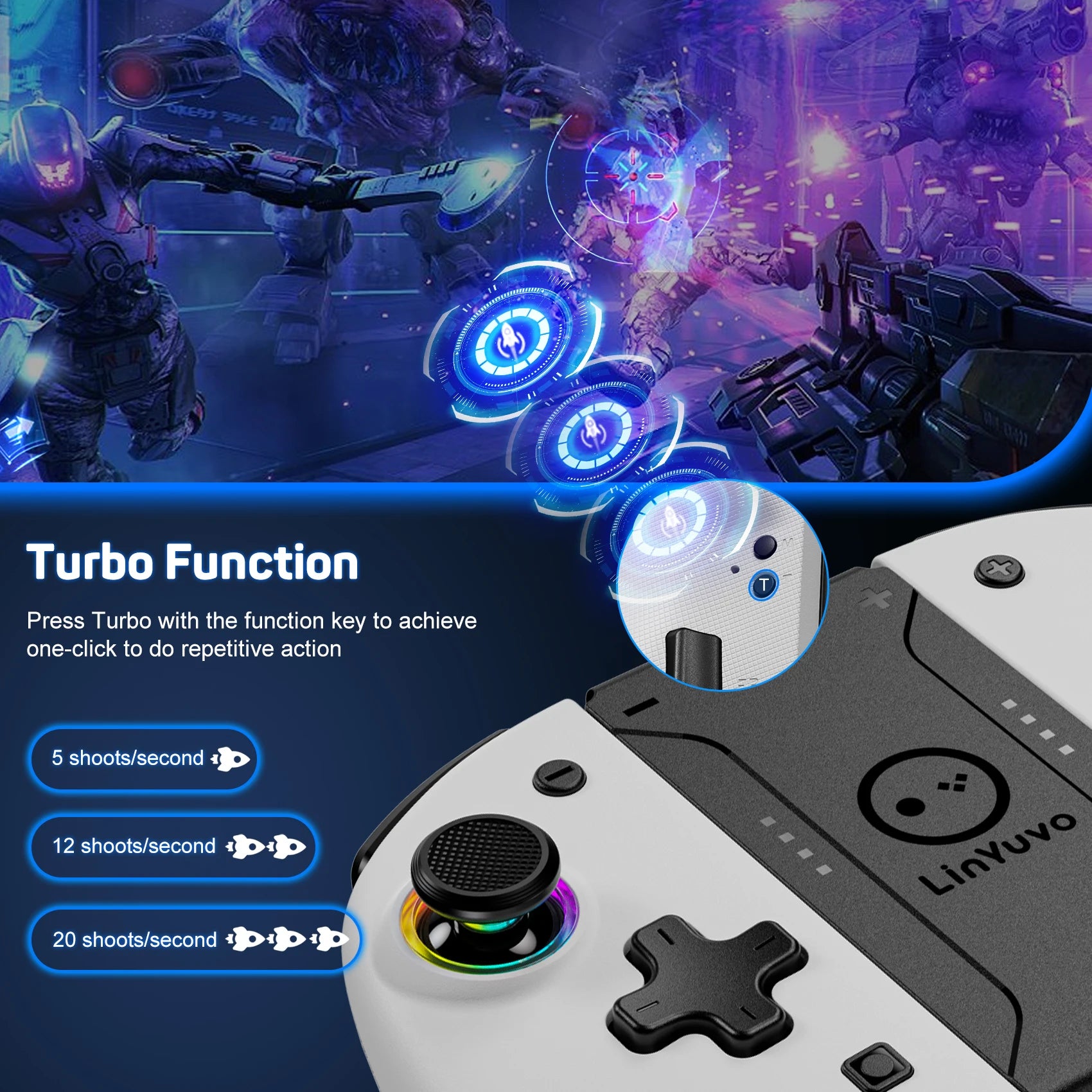 AyeBeau Wireless Controller for Nintendo Switch, OLED & Lite – Hall Effect Joysticks, Gyro, RGB by AyeBeau