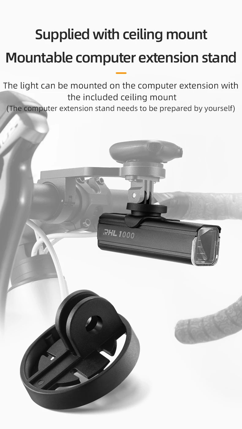 ROCKBROS RHL1000 Bike Front Light – 1000LM, IPX6, USB-C Rechargeable by Unknown Supply
