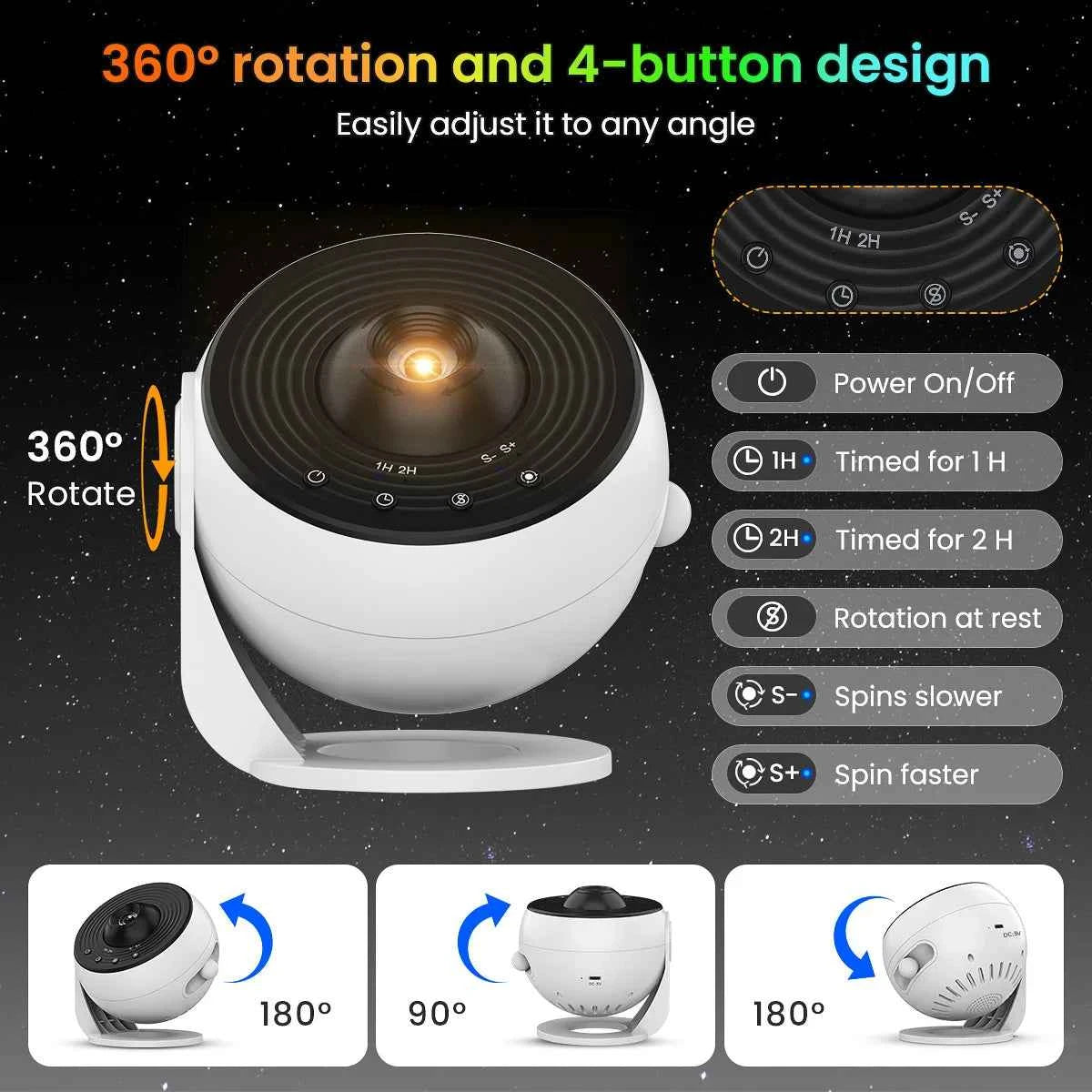 13-in-1 HD Galaxy Projector | 360° Rotation, Adjustable Focus & Auto Timer by Unknown Supply