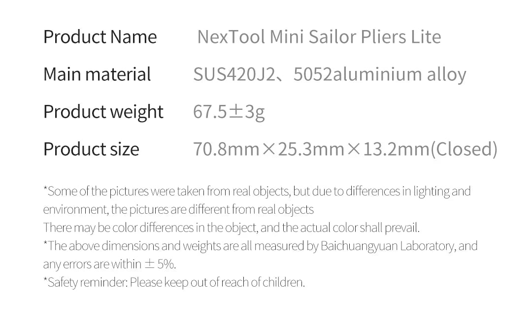 NexTool Mini Sailor Pliers Lite 10 In 1 Folding EDC Multi Tool Scissors Screwdriver Outdoor Portable Equipment Hand Tools by Unknown Supply