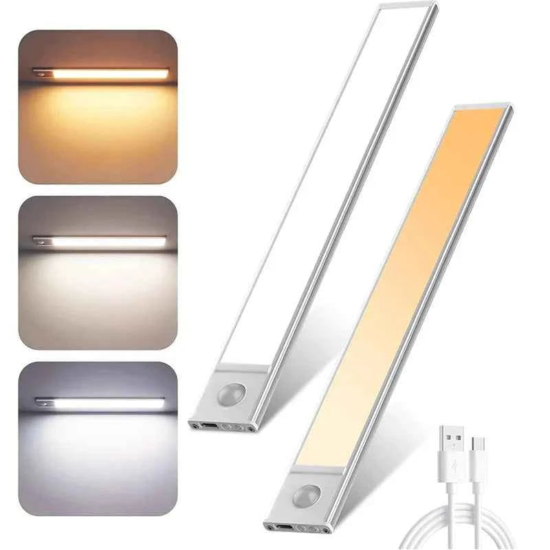 Magnetic Motion Sensor LED Cabinet Light | Rechargeable | 10–60 cm | Black & Silver by Unknown Supply