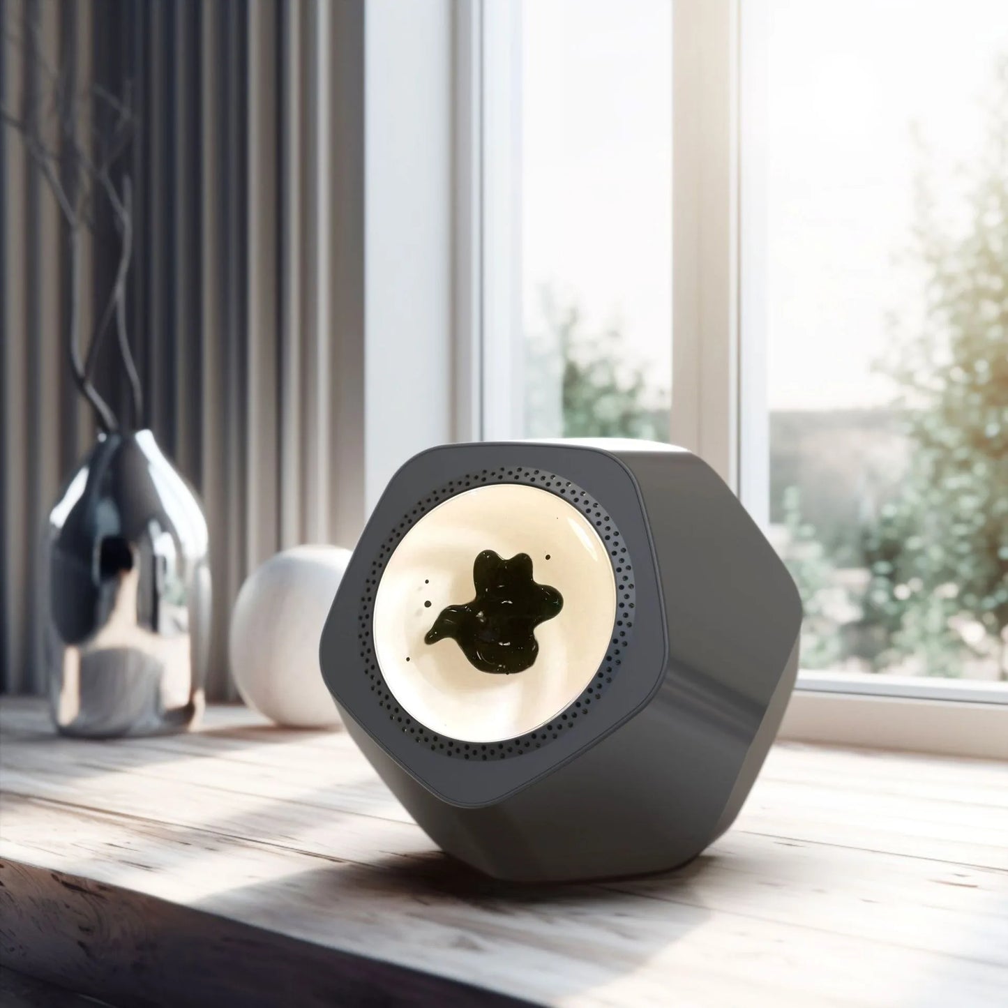 Ferrofluid Rhythm Speaker — Magnetic Fluid Desk Speaker with Music Sync Lamp by Unknown Supply