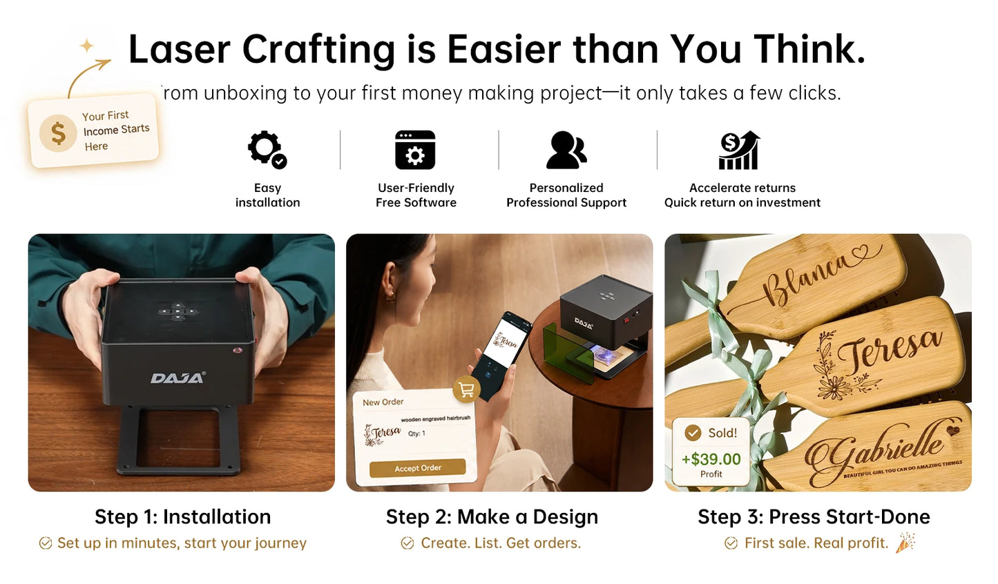 DAJA DJ6 Mini Portable Laser Engraver – 3W Bluetooth CNC for Wood, Leather & Metal by Unknown Supply