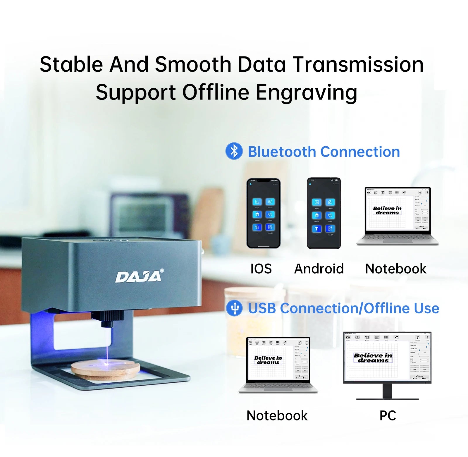 DAJA DJ6 Mini Portable Laser Engraver – 3W Bluetooth CNC for Wood, Leather & Metal by Unknown Supply